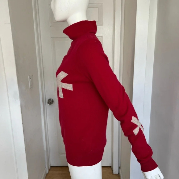 Who is Who Cashmere Red Mock Neck Sweater Size S Apres Ski Cabincore Cozy - Picture 4 of 11